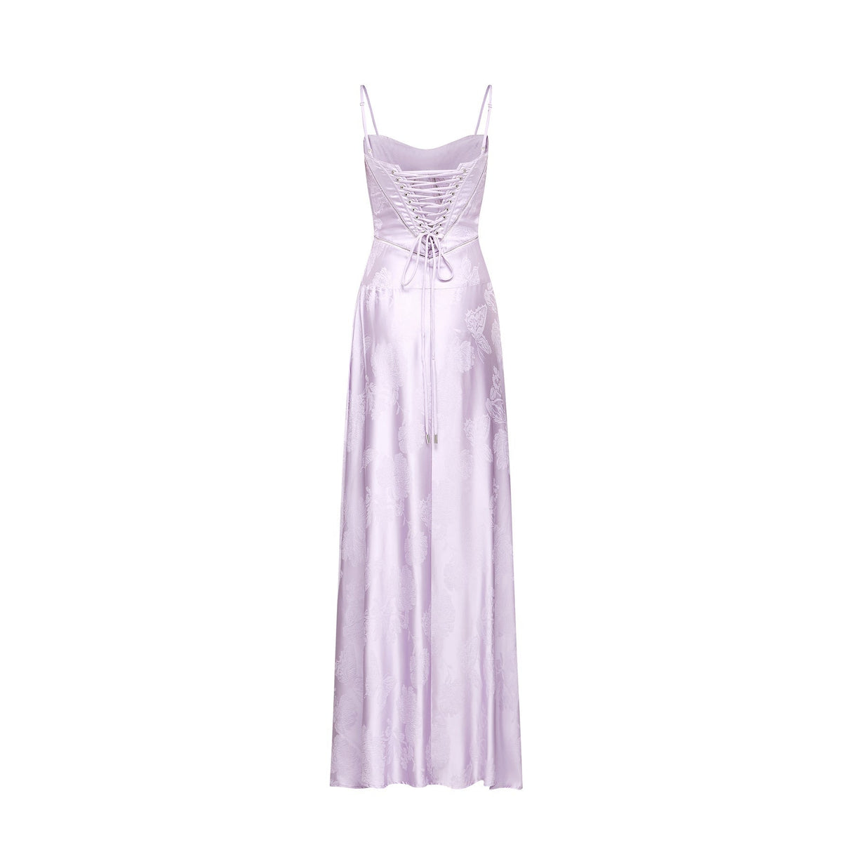 Seraphina Purple Jacquard Maxi Dress with Spaghetti Straps