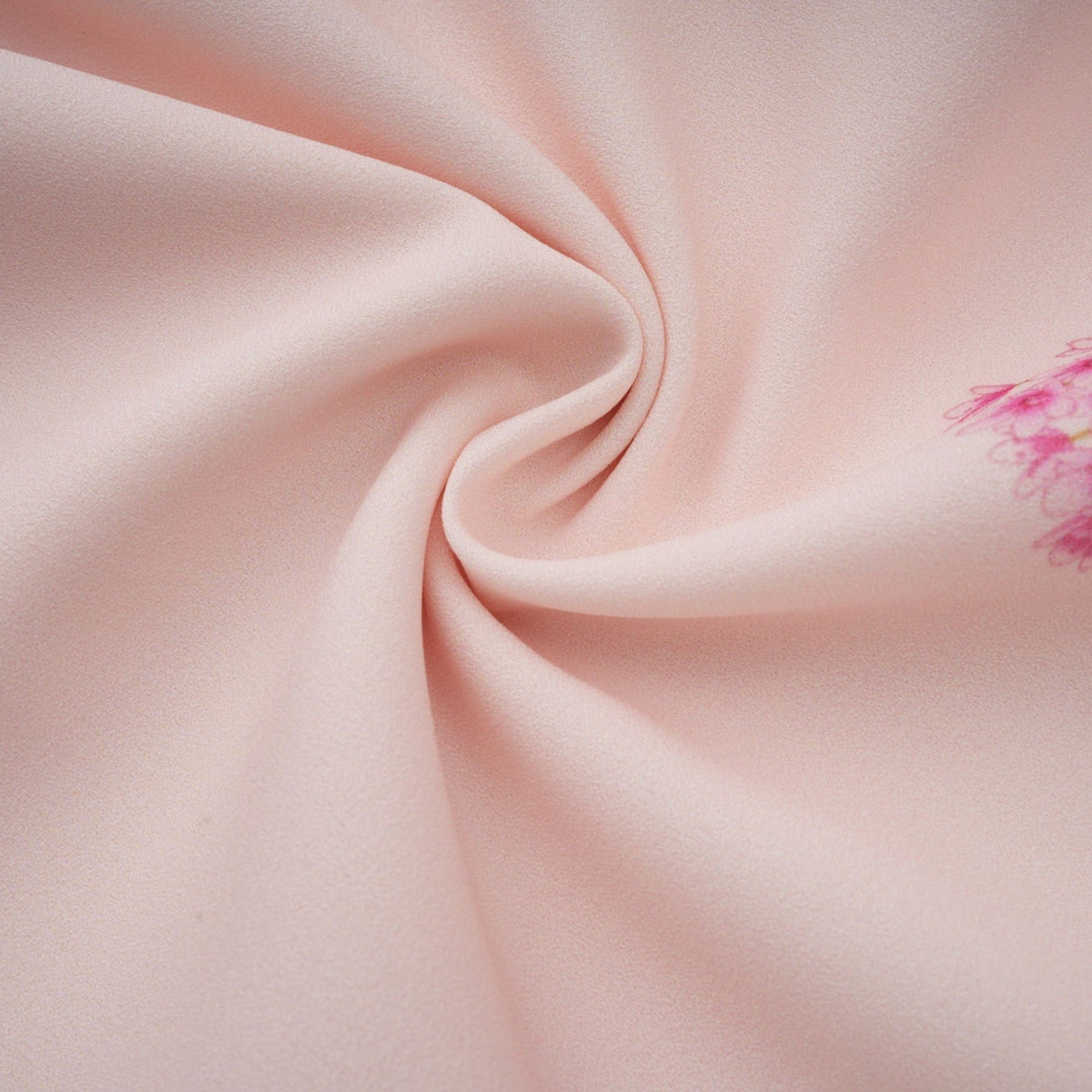 Serenity Floral Midi Dress - Pink Round Neck Long Puff Sleeves Pleated Detail