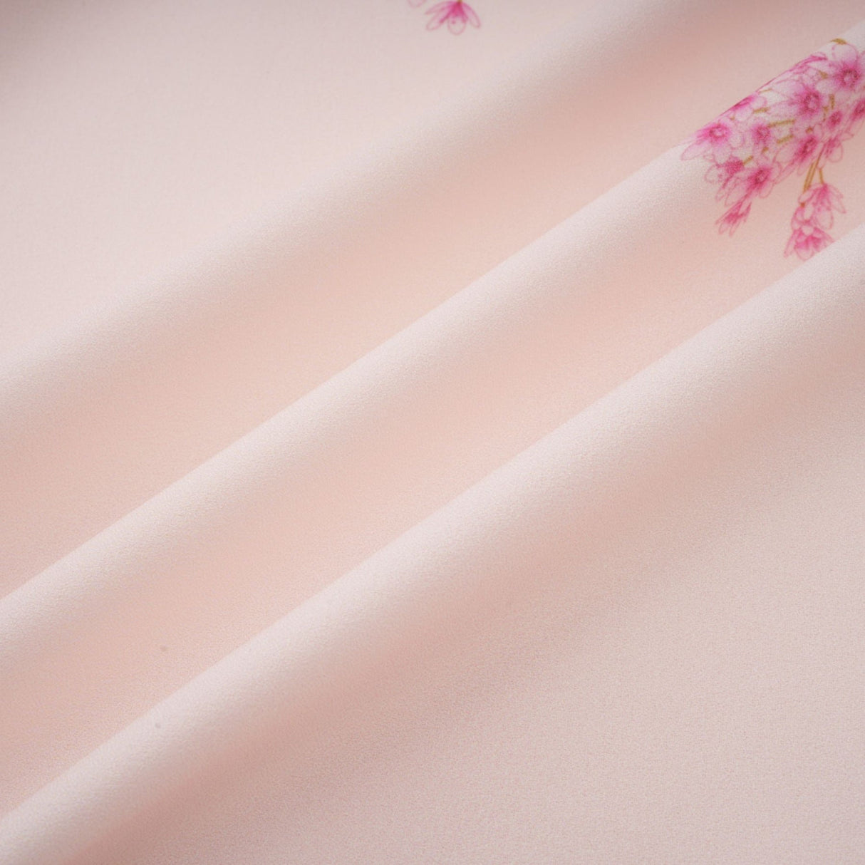 Serenity Floral Midi Dress - Pink Round Neck Long Puff Sleeves Pleated Detail