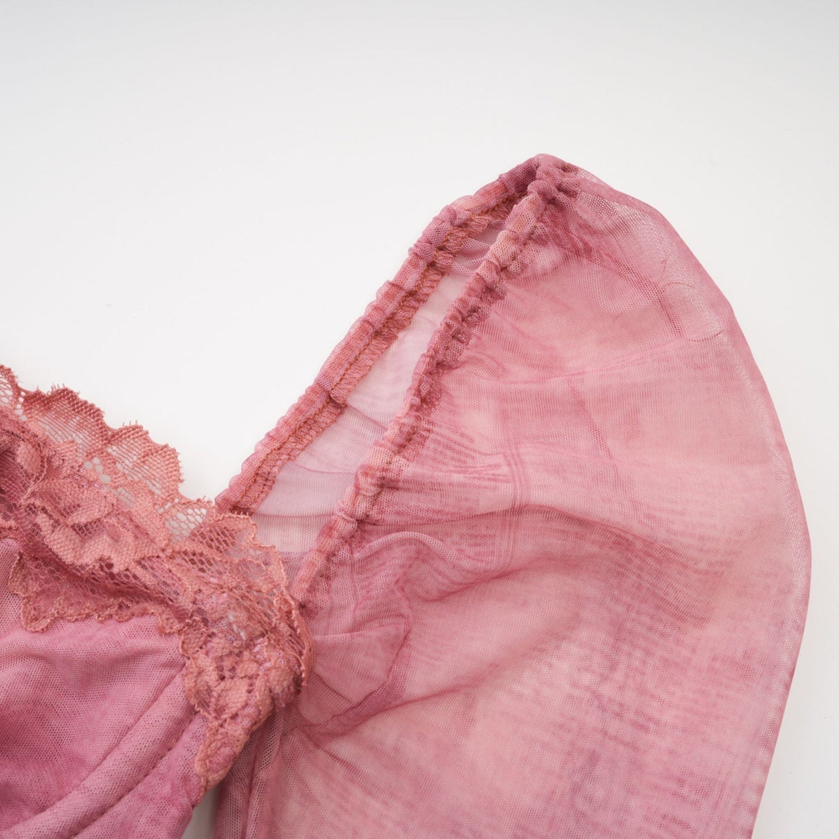 Shayla Dress Pink Lace Edge Semi - Sheer Bustier Midi & Long Sleeves