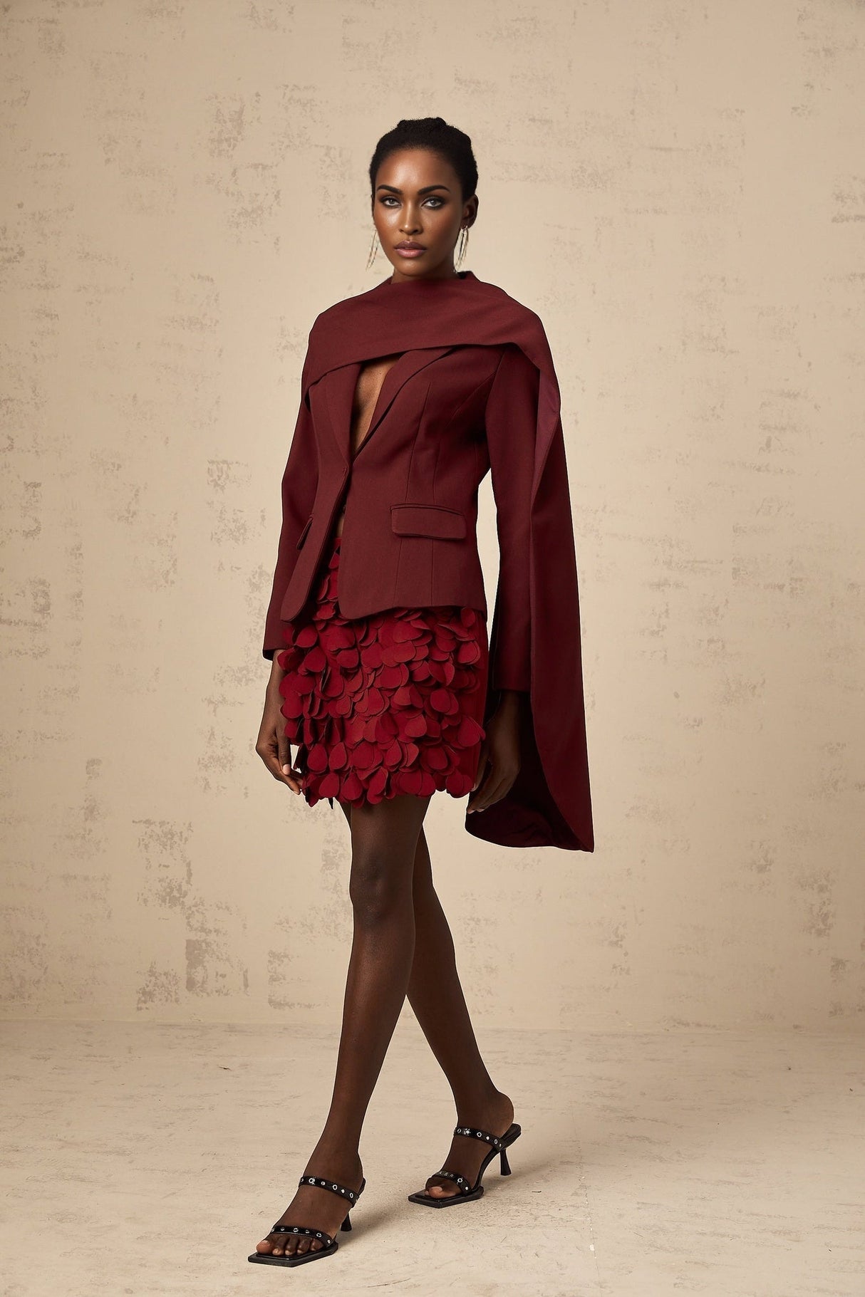Shayla Jacket with Shawl Detailing in Wine