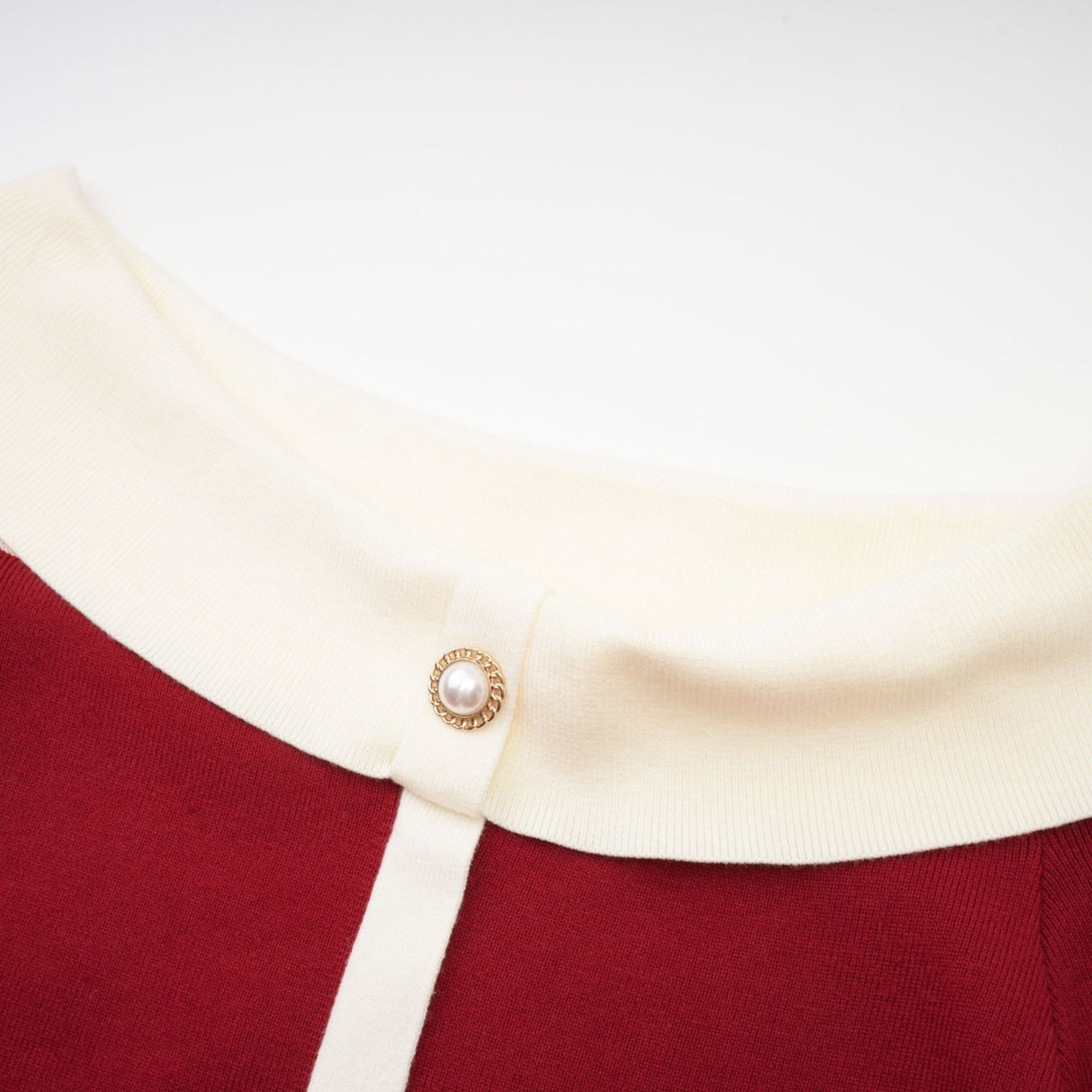 Shayla Midi Dress Red & White Knit Off Shoulder Pen 