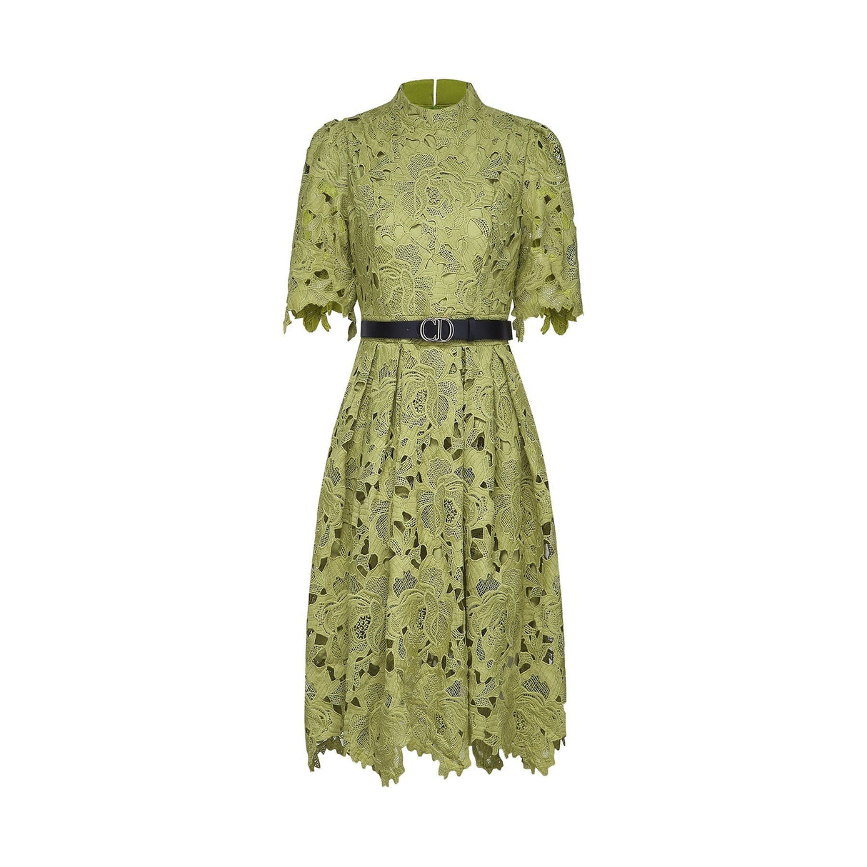 Shayla Mini Dress Green Floral Embroidered Cut Out ALine