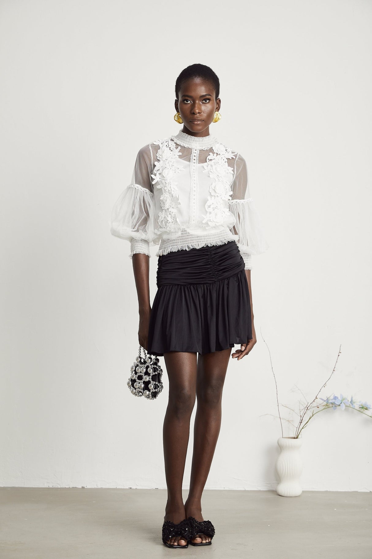 Shiloh Floral Top with Mesh Paneling