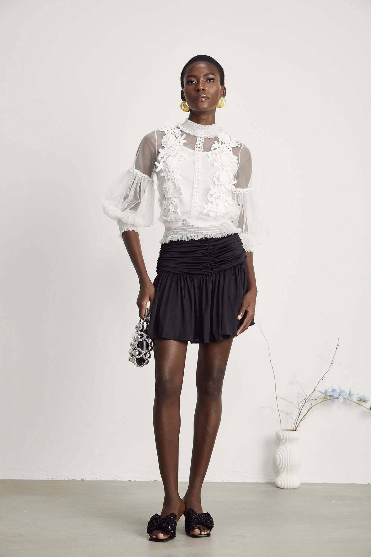 Shiloh Floral Top with Mesh Paneling