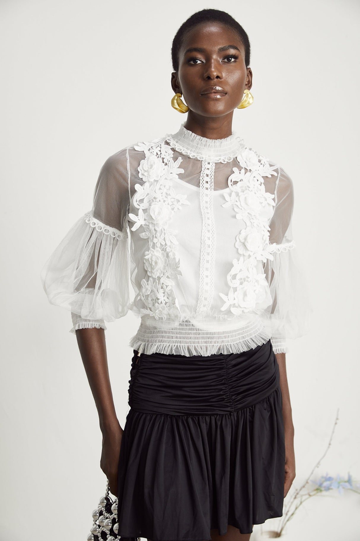 Shiloh Floral Top with Mesh Paneling