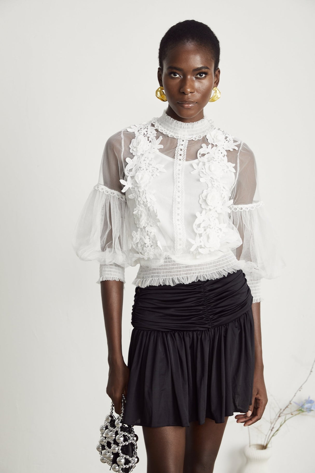 Shiloh Floral Top with Mesh Paneling