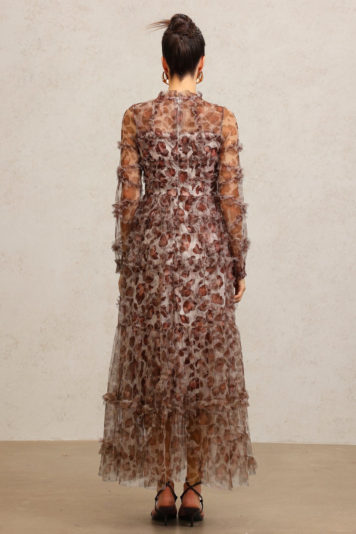 Sienna Brown Leopard Print Tiered Dress