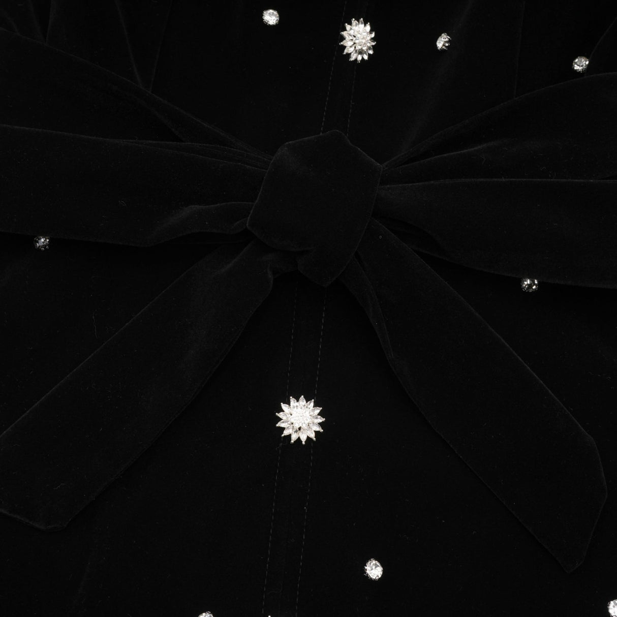 Sienna Midi Dress Black Velvet Crystal Bow Embellished Flare