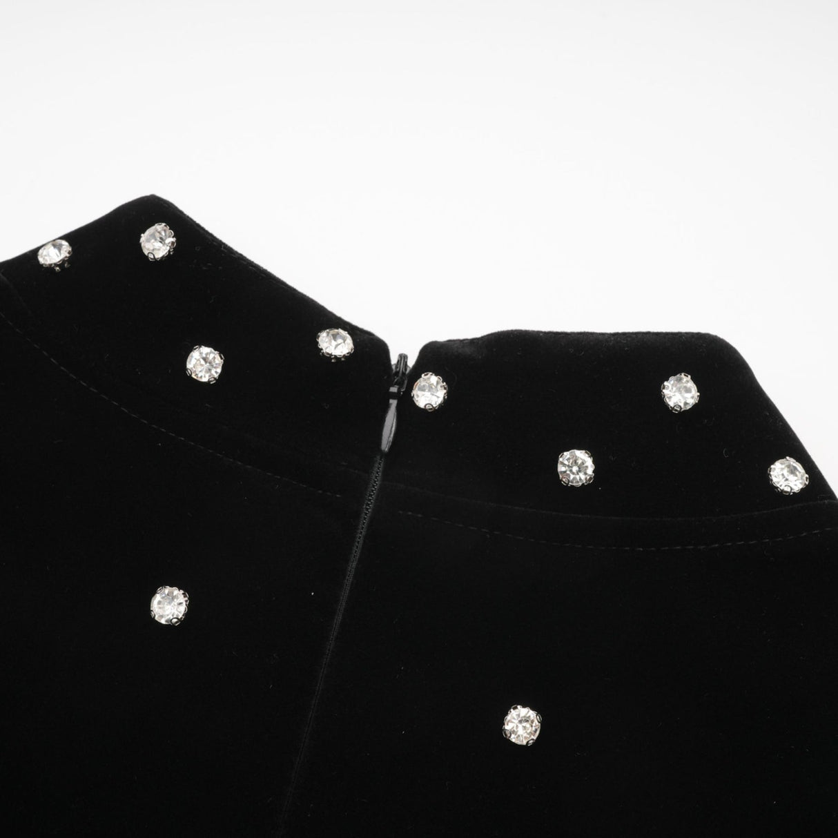 Sienna Midi Dress Black Velvet Crystal Bow Embellished Flare