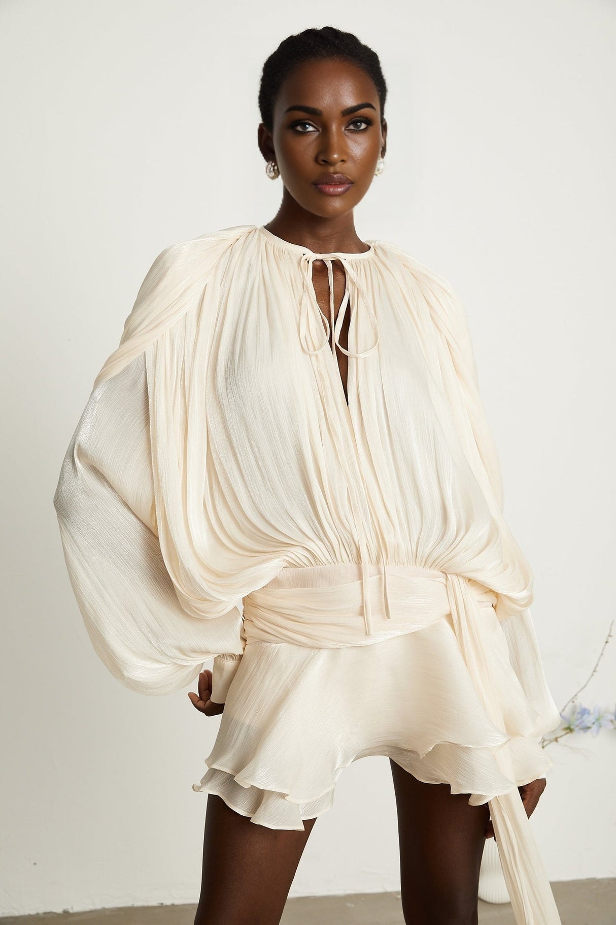 Sienna Mini Dress - Long Buttoned - Cuff Sleeves & Twist Design