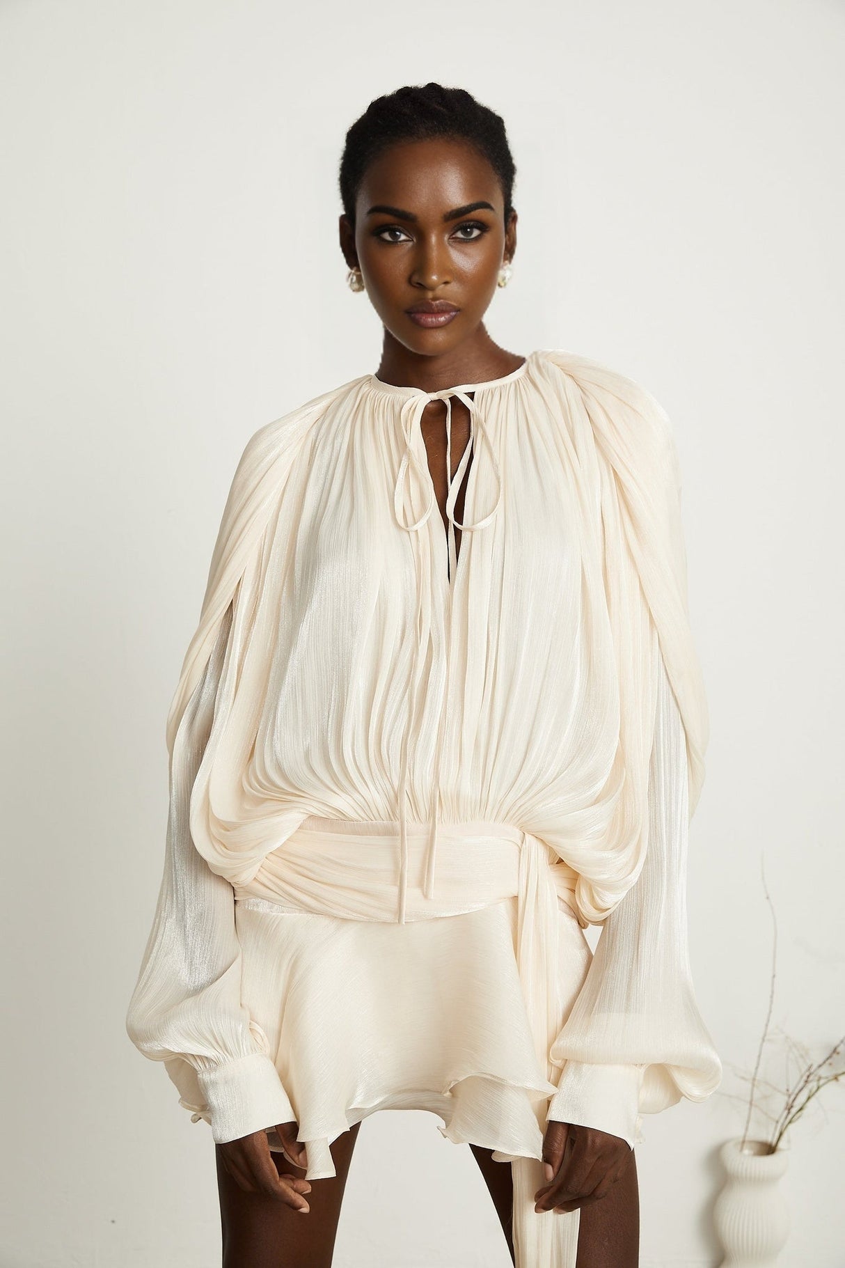 Sienna Mini Dress - Long Buttoned - Cuff Sleeves & Twist Design