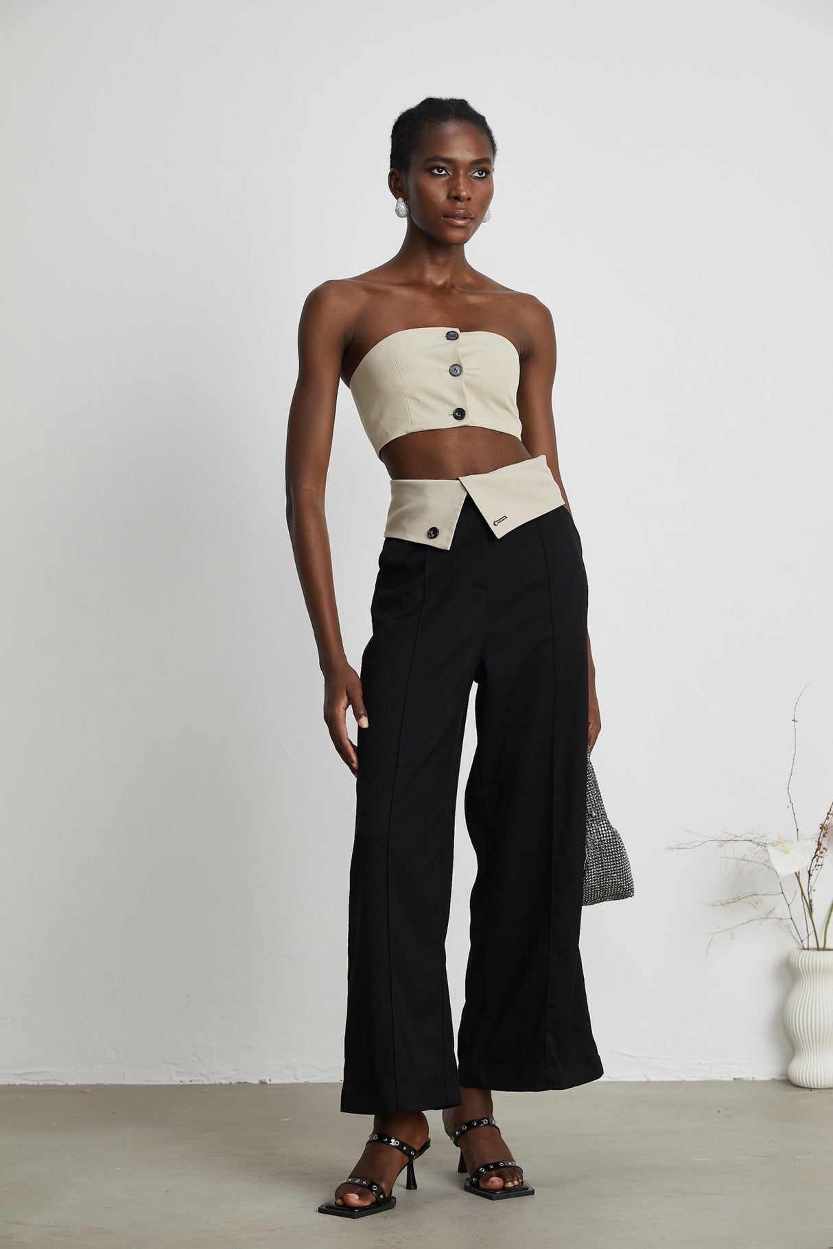 Silvestra Bustier Top & Panelled Trousers Set