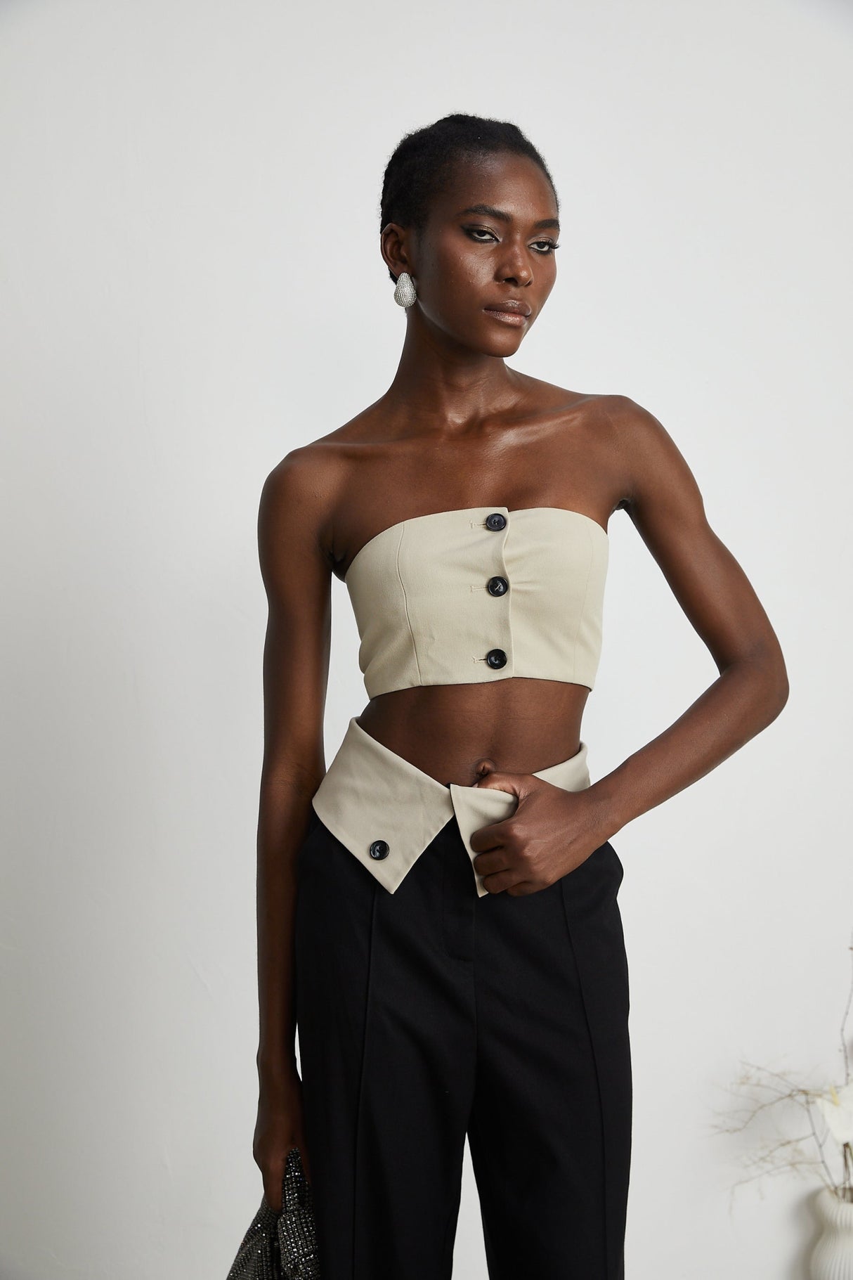 Silvestra Bustier Top & Panelled Trousers Set
