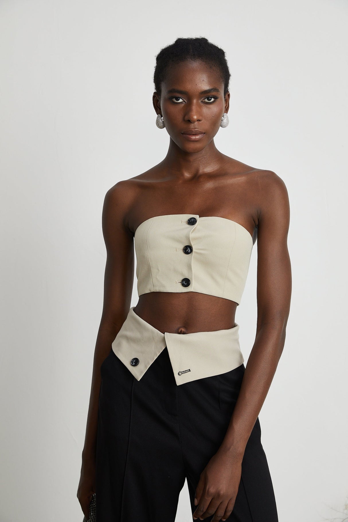 Silvestra Bustier Top & Panelled Trousers Set