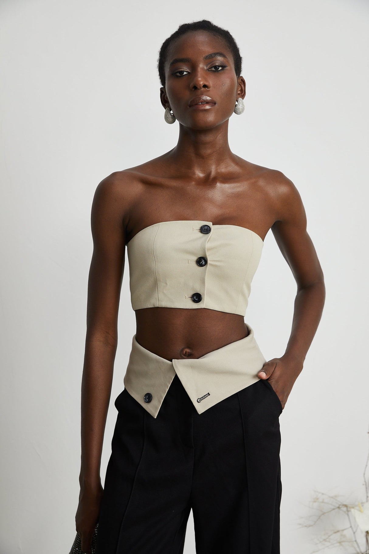 Silvestra Bustier Top & Panelled Trousers Set