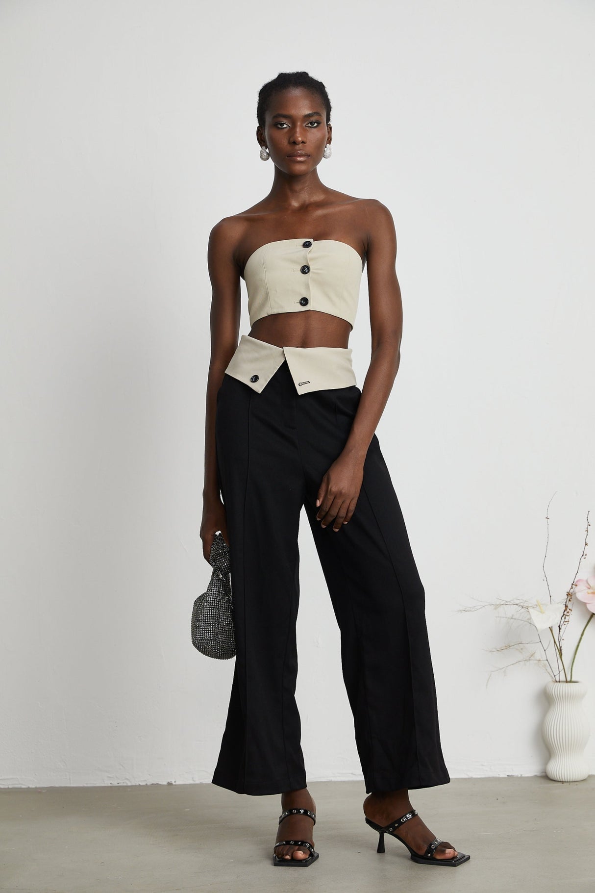 Silvestra Bustier Top & Panelled Trousers Set