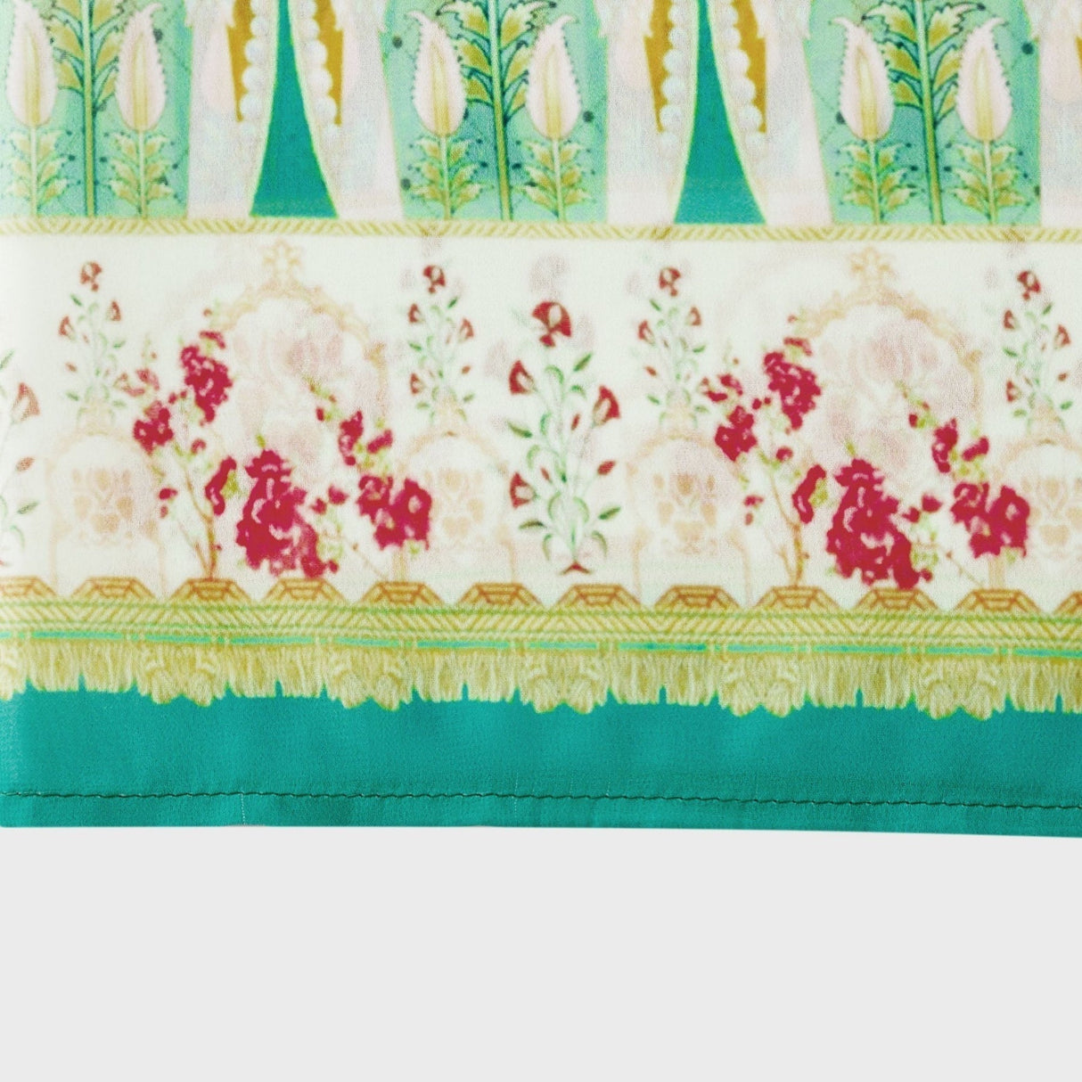 Silvia Floral Midi Dress Cinched Waist Long Sleeve with Flounce Hem & Pleats