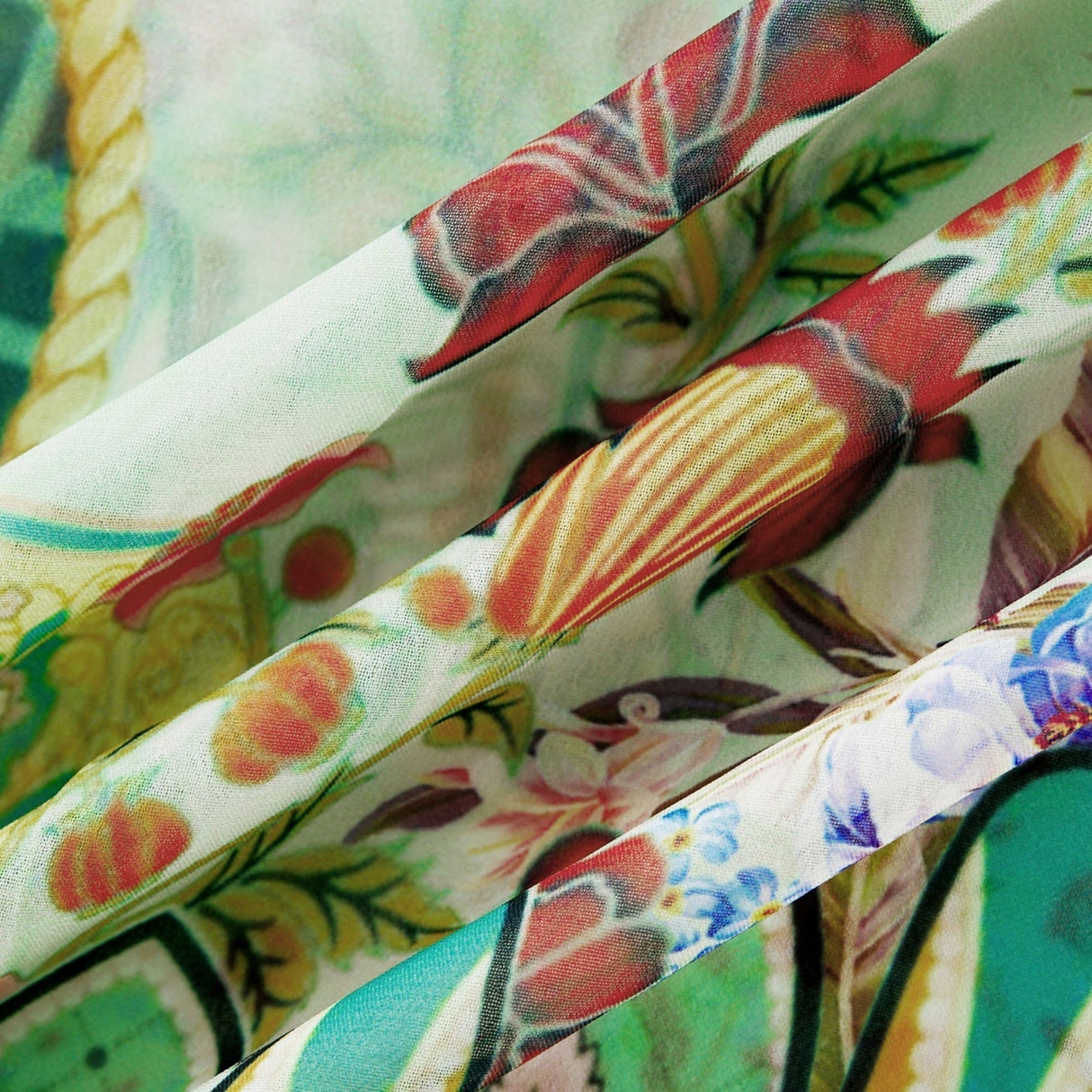 Silvia Floral Midi Dress Cinched Waist Long Sleeve with Flounce Hem & Pleats