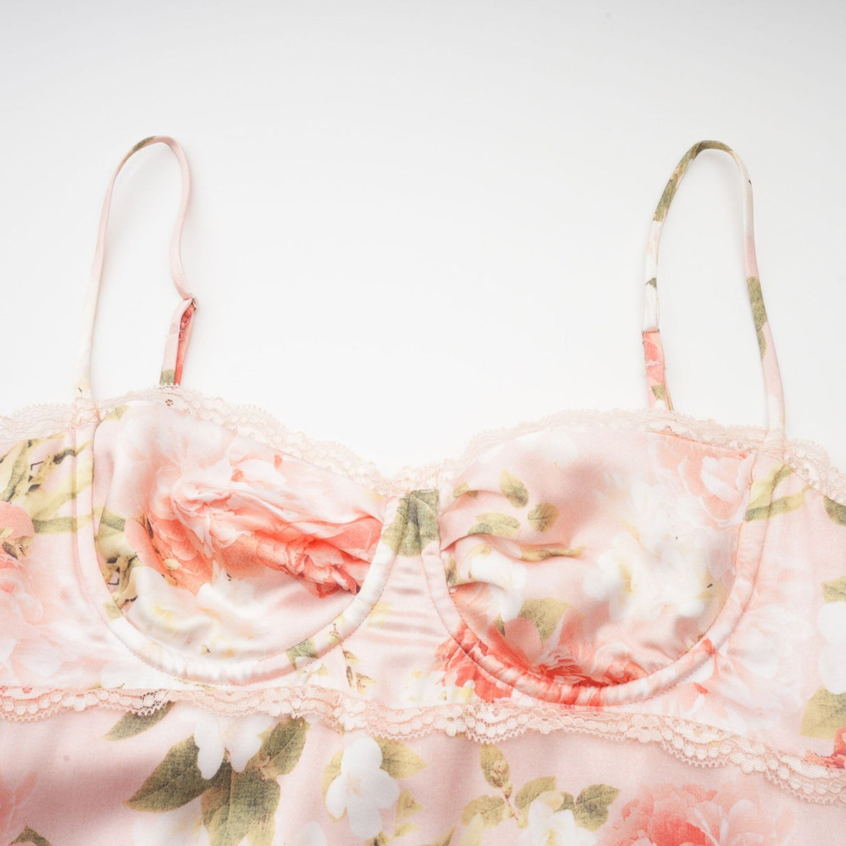 Skye Floral Maxi Dress in Pink Satin with Spaghetti Straps and Rear Slit