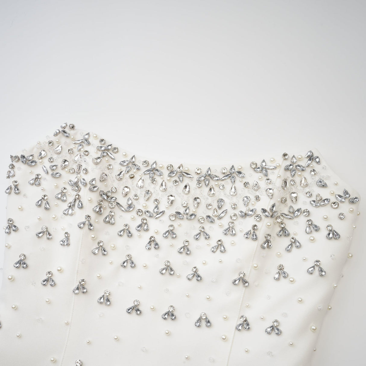 Skye Midi Dress White Off Shoulder Embellished Zip Fastening