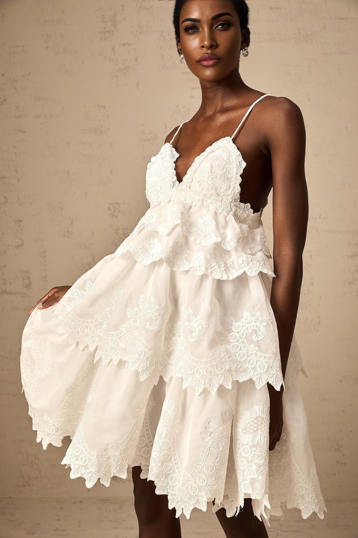 Skye Mini Dress Sweetheart Neck Lace Hem