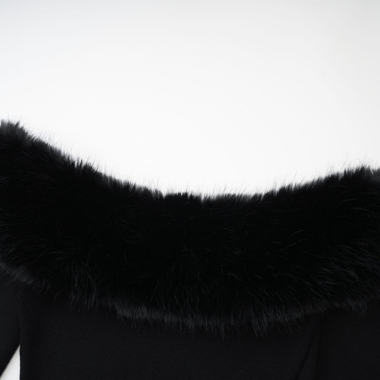 Skylar Dress Black Off - Shoulder Faux - Fur Mini