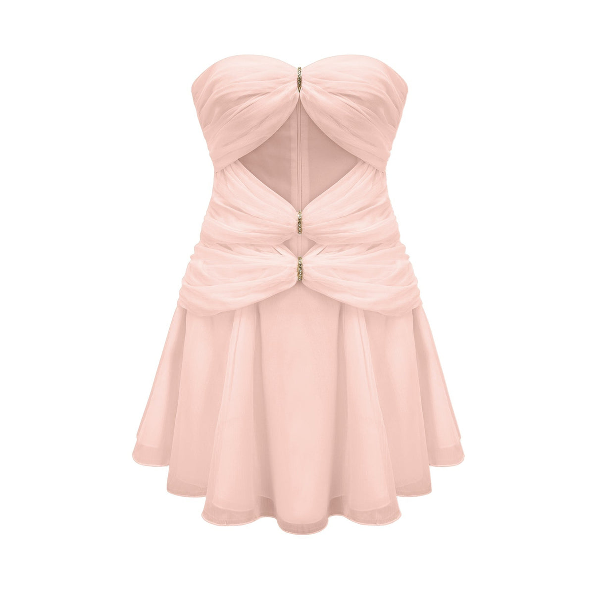 Skylar Mini Dress Pink Cut Out Off Shoulder Crystal Pleated