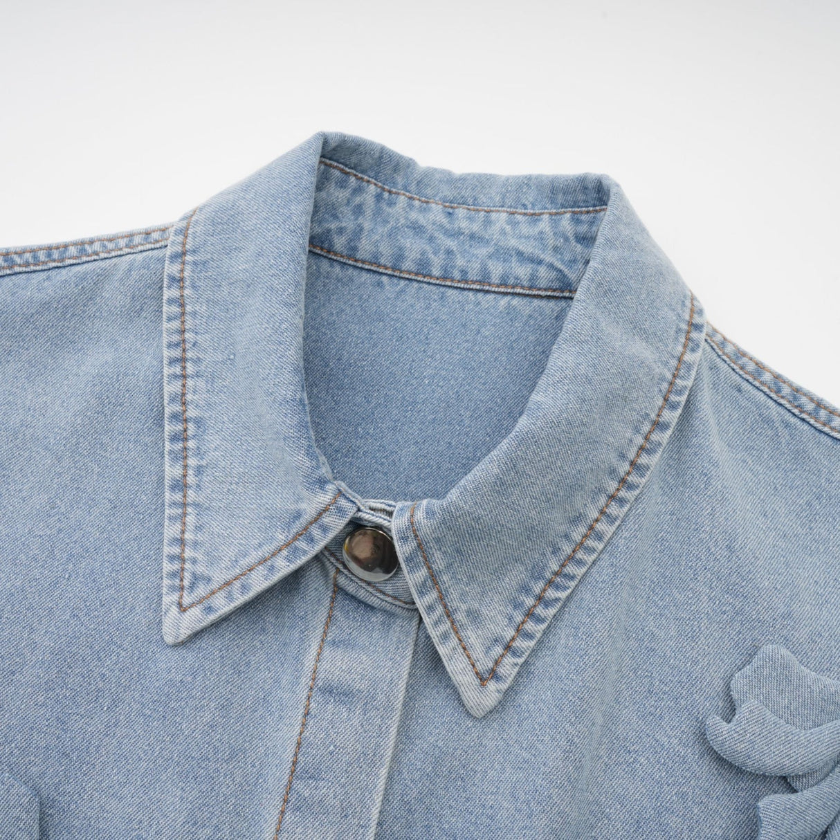 Sloan Denim Shirt with Floral Applique