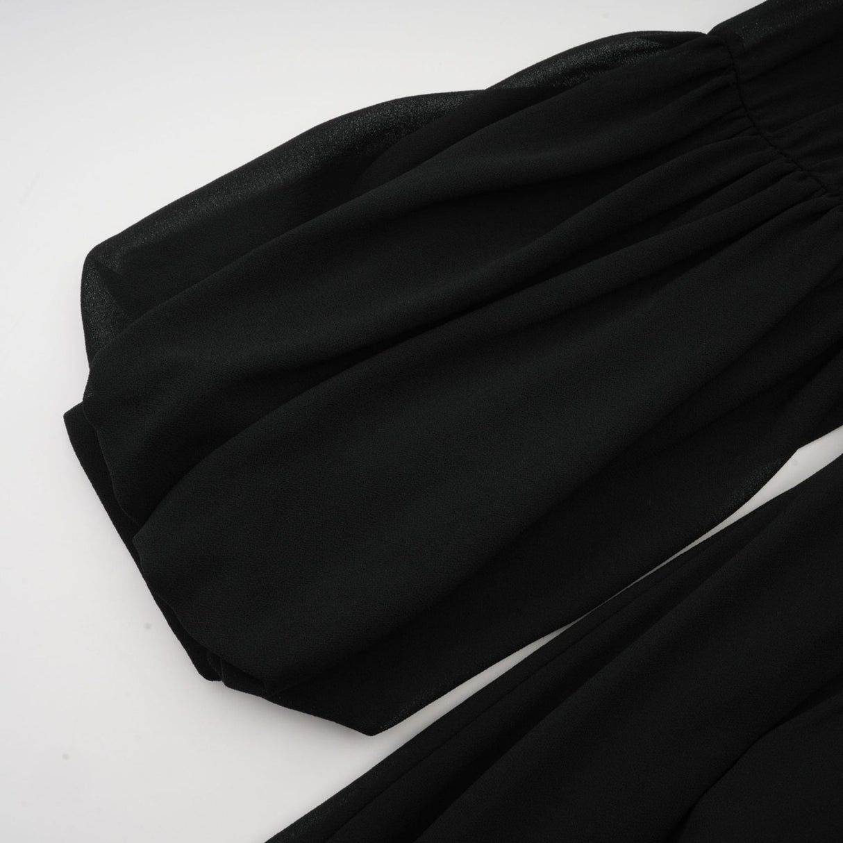 Sloan Midi Dress Black Pleated Gold Button Front Balloon Sleeves