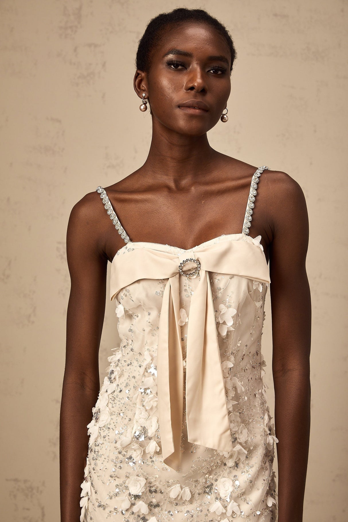 Sloan Sequin Mini Dress in Pink with Bowknot Detailing