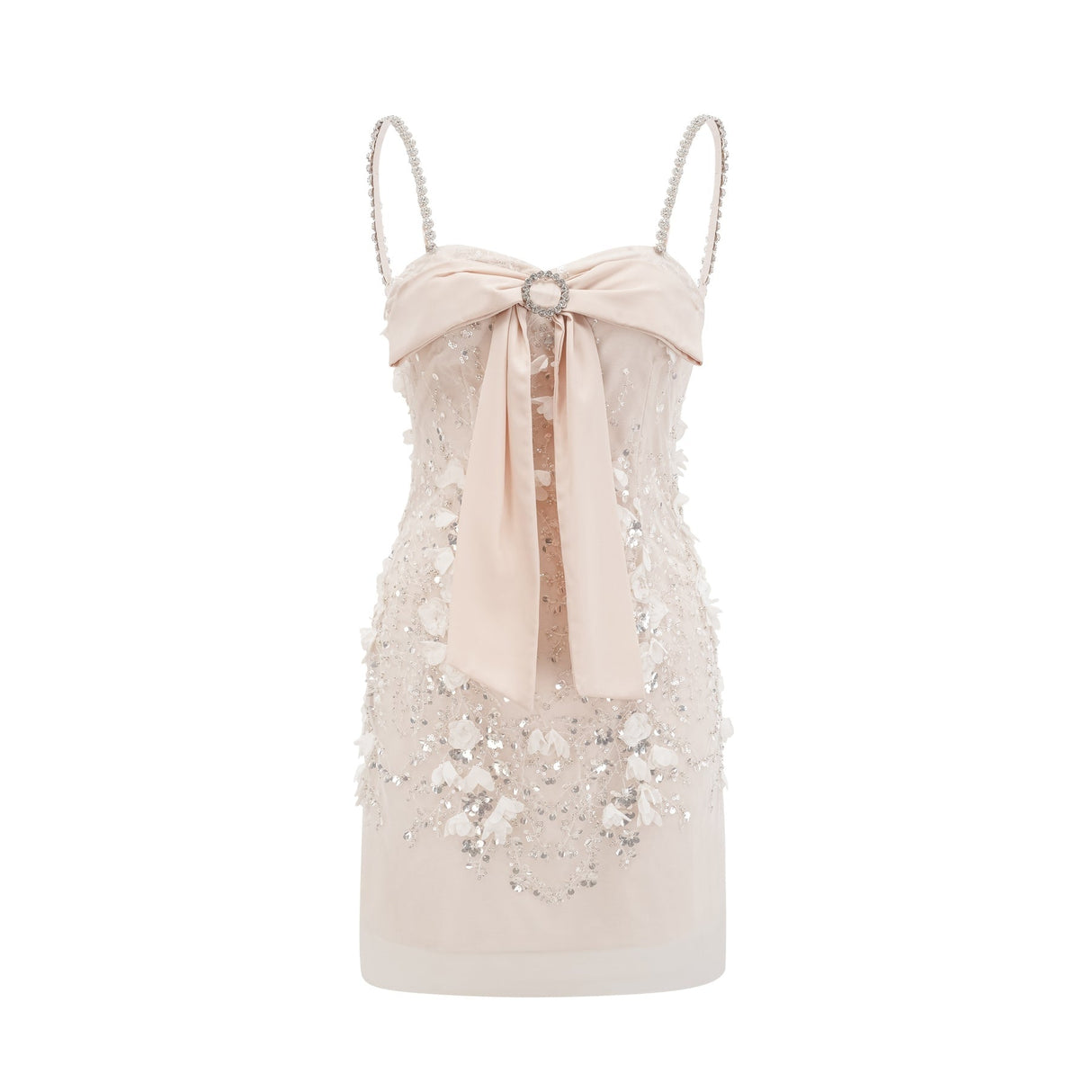 Sloan Sequin Mini Dress in Pink with Bowknot Detailing