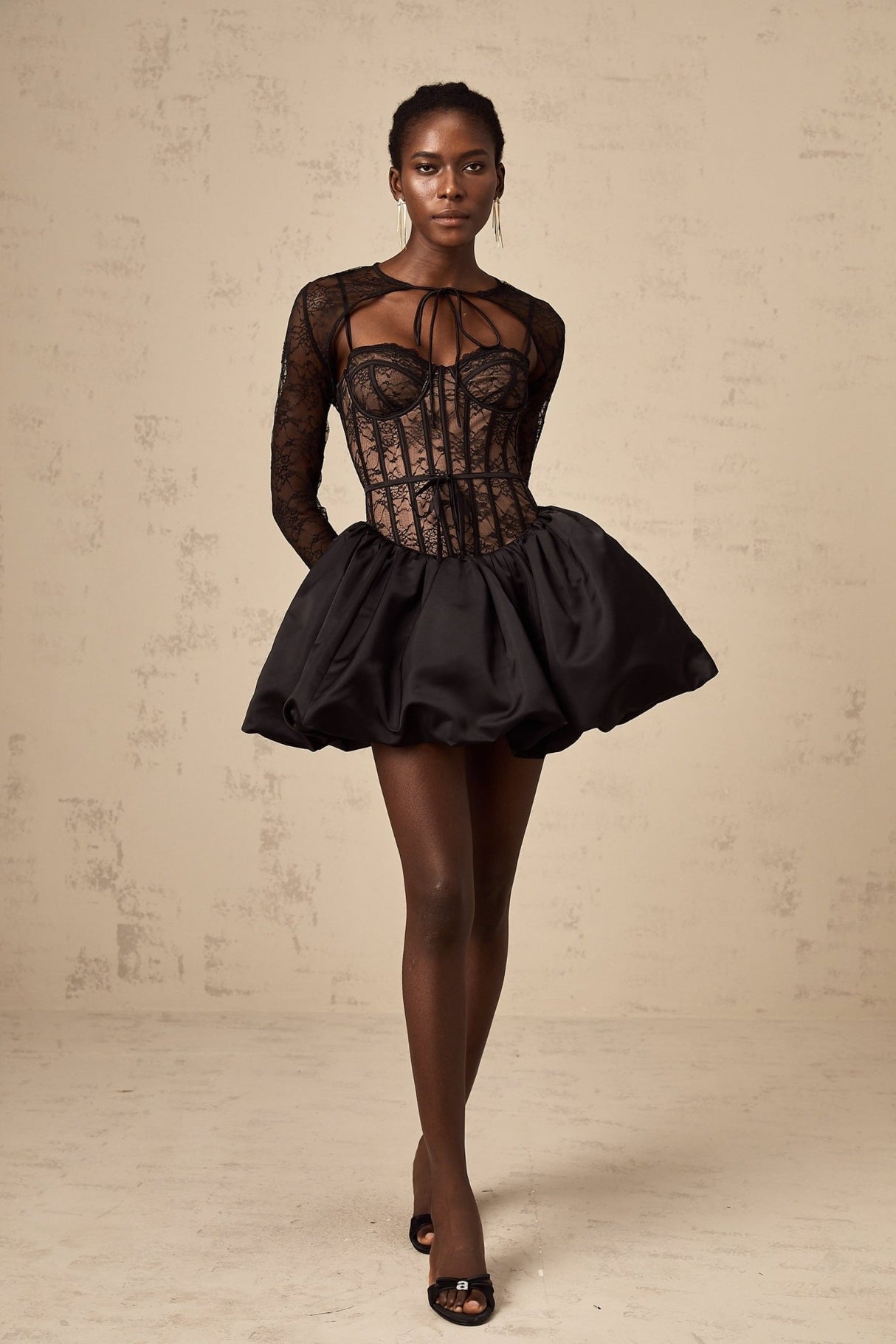 Sloan Vest & Dress Floral Lace Black Matching Set