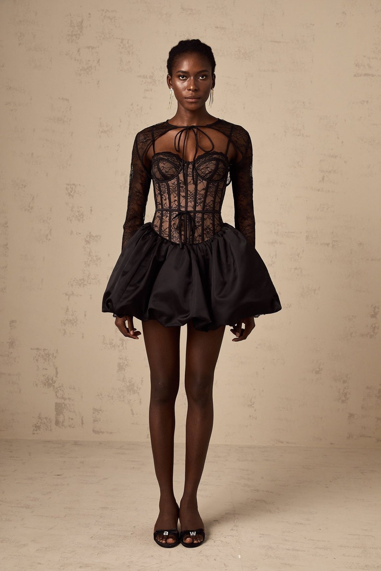 Sloan Vest & Dress Floral Lace Black Matching Set