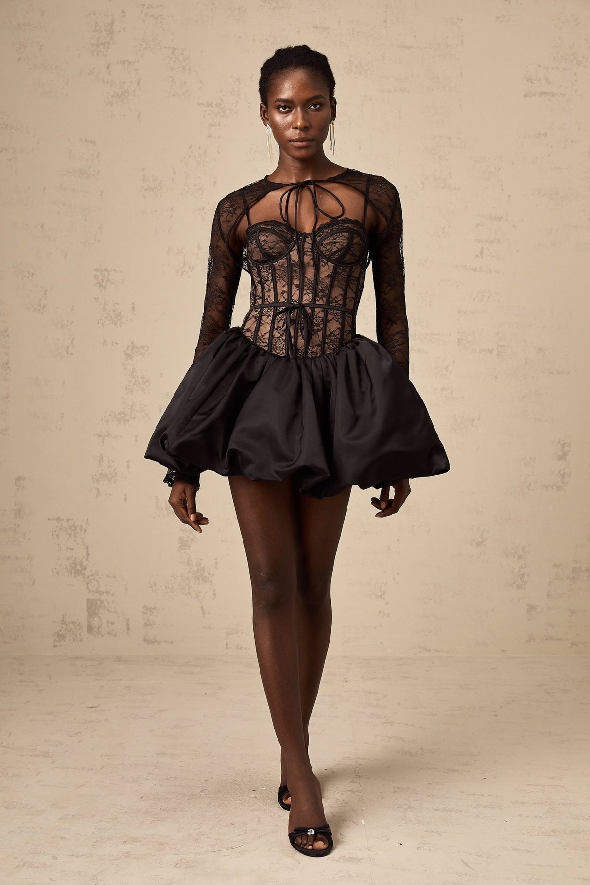 Sloan Vest & Dress Floral Lace Black Matching Set