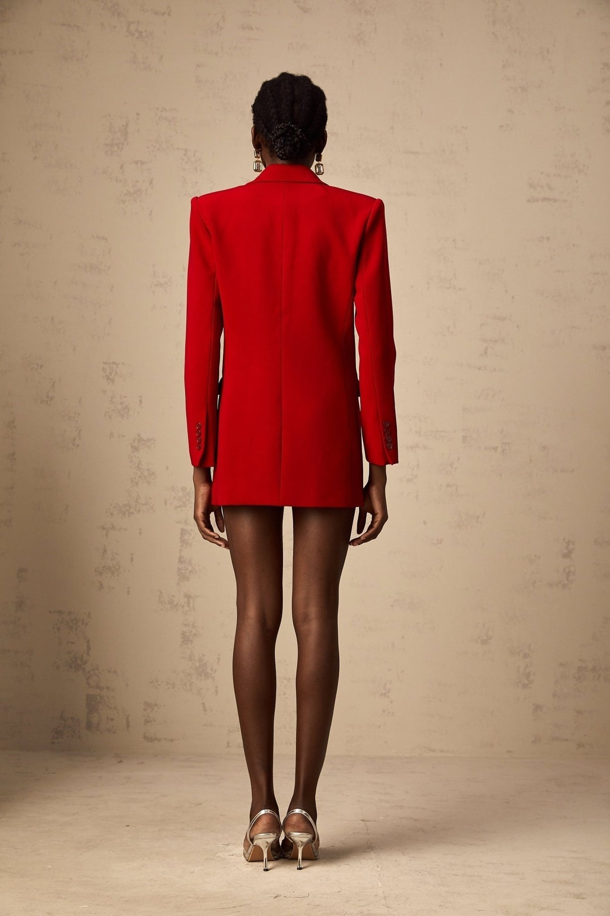 Sofia Blazer Red Double Breasted Peak Lapel Chic Elegant