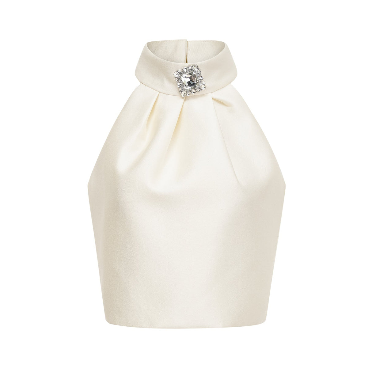 Sofia White Crystal - Embellished Top and Slit Skirt Set