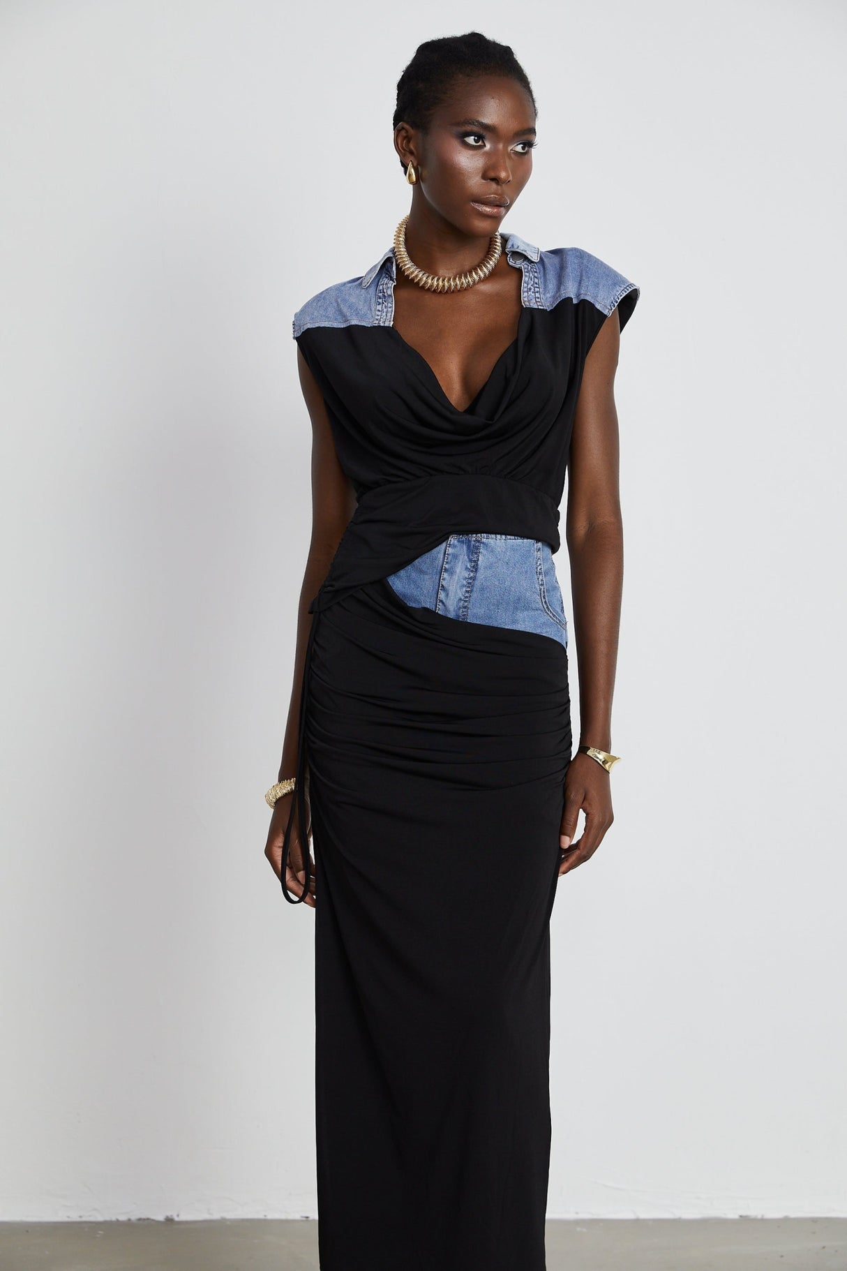 Sophia Draped Panelled Sleeveless Top and Ankle - Length Skirt Set
