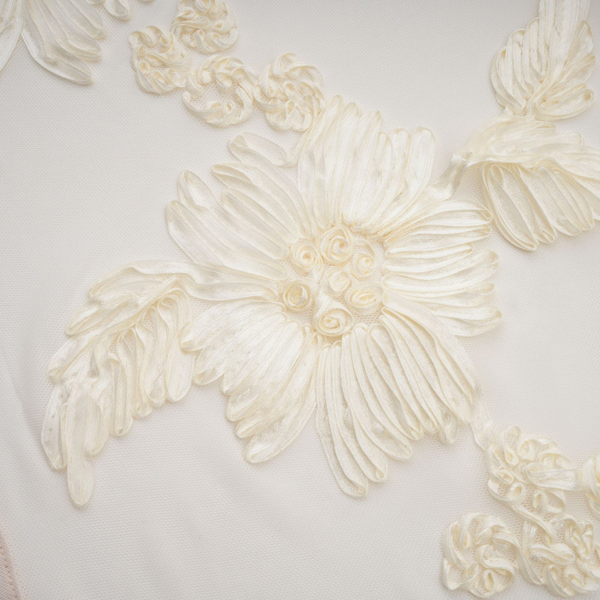 Sophia Off - Shoulder Apricot Gown with Floral Embroidery