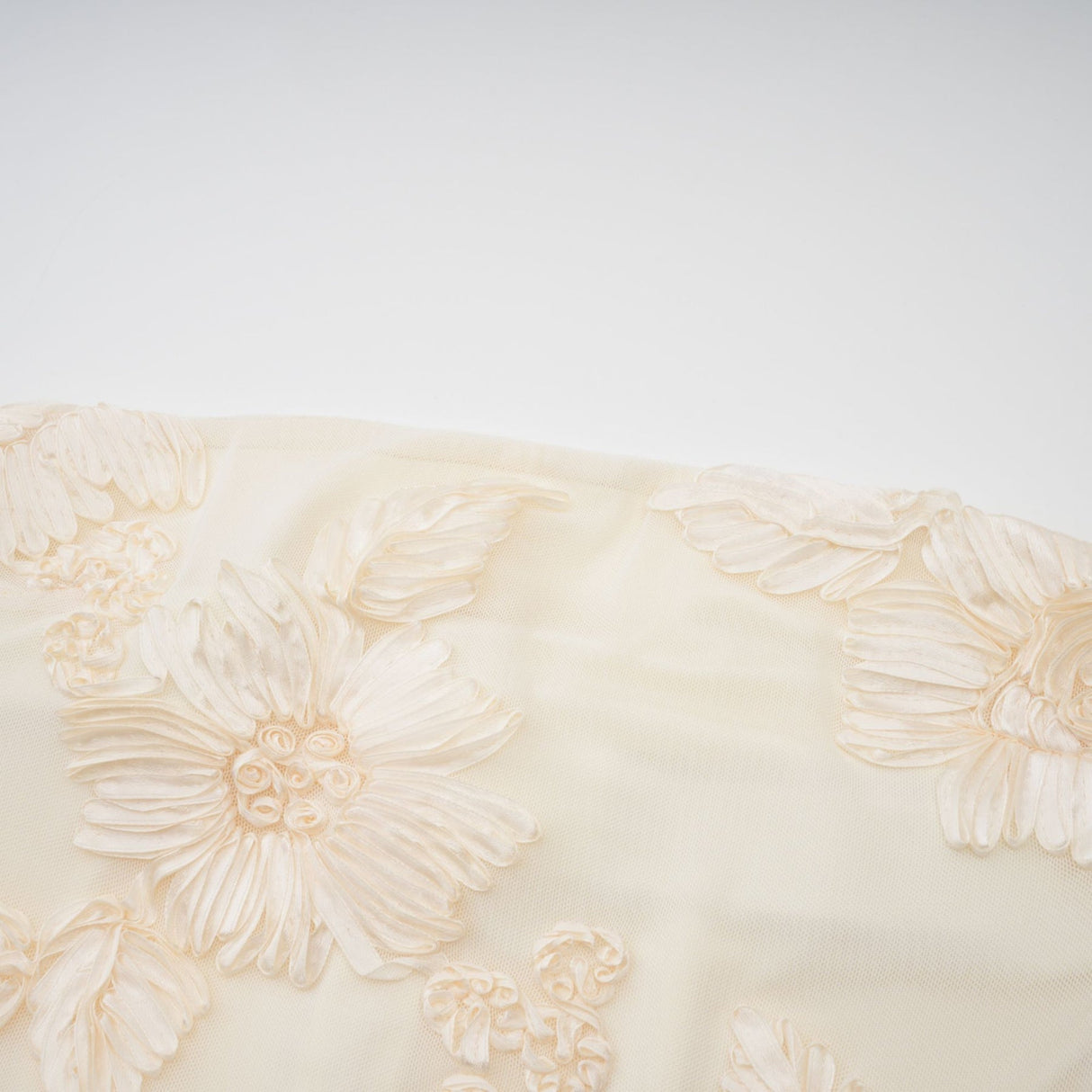 Sophia Off - Shoulder Apricot Gown with Floral Embroidery