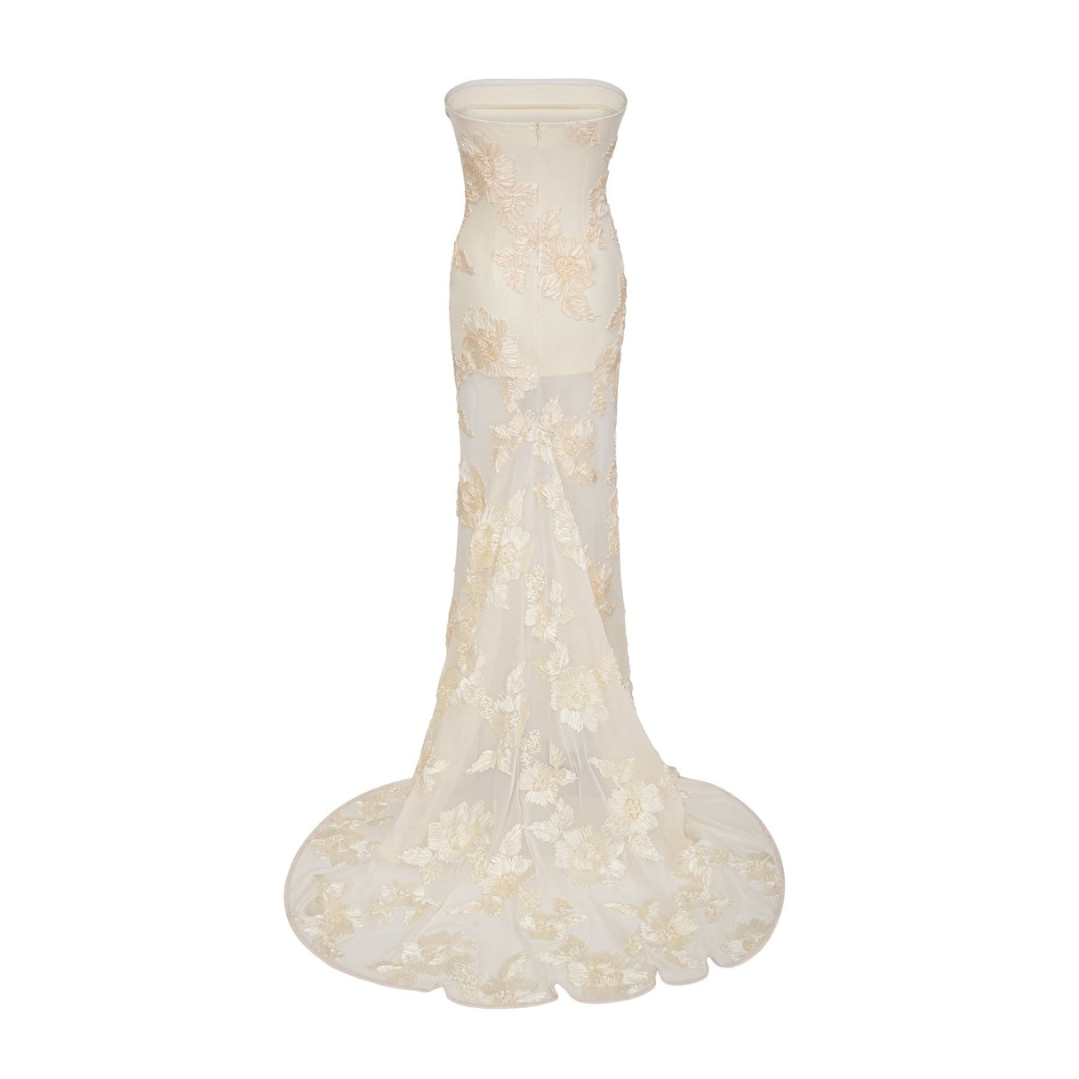 Sophia Off - Shoulder Apricot Gown with Floral Embroidery