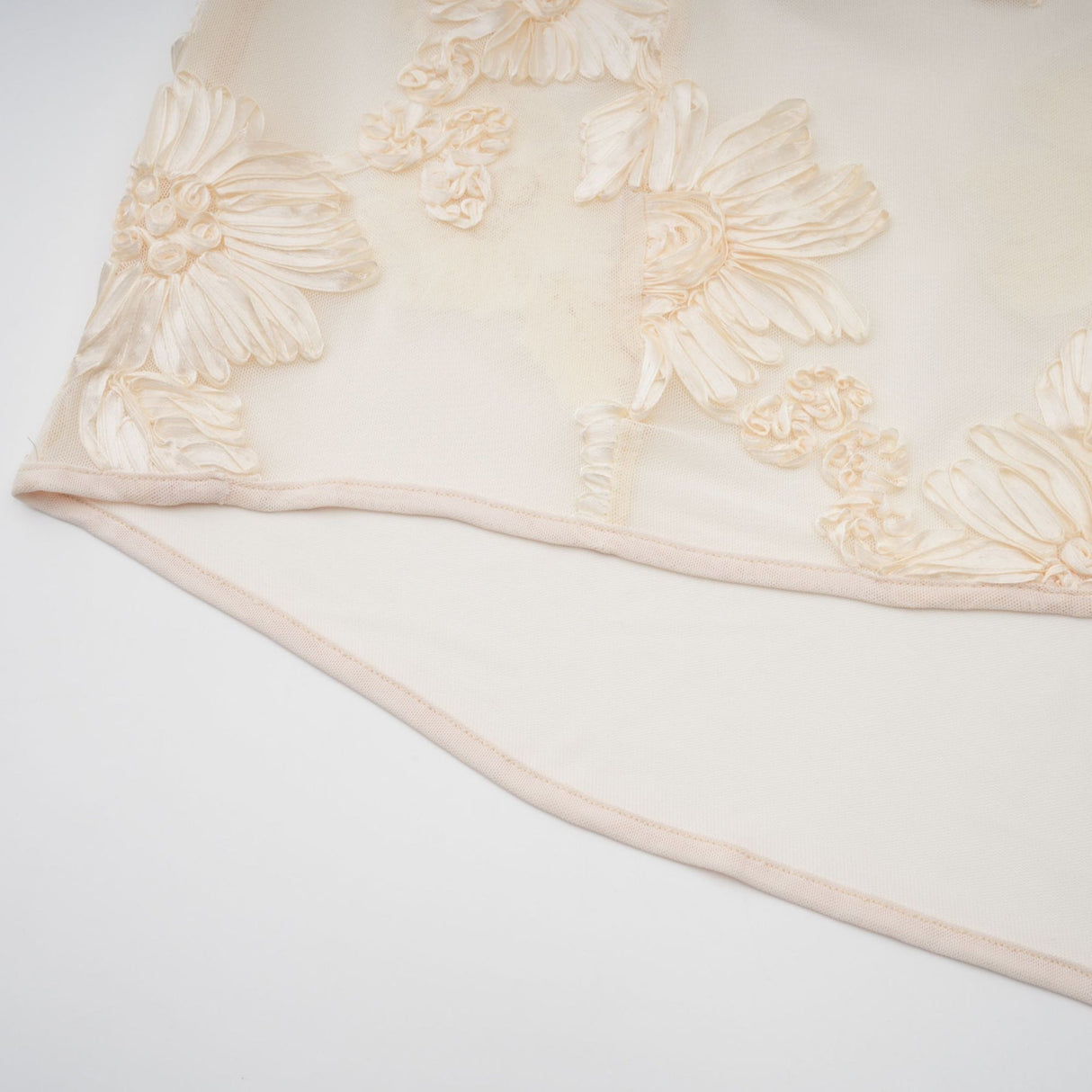 Sophia Off - Shoulder Apricot Gown with Floral Embroidery