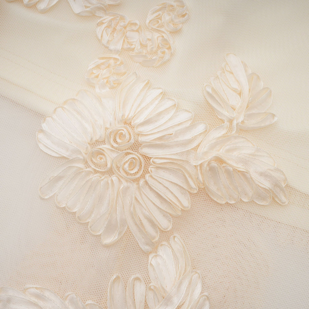 Sophia Off - Shoulder Apricot Gown with Floral Embroidery