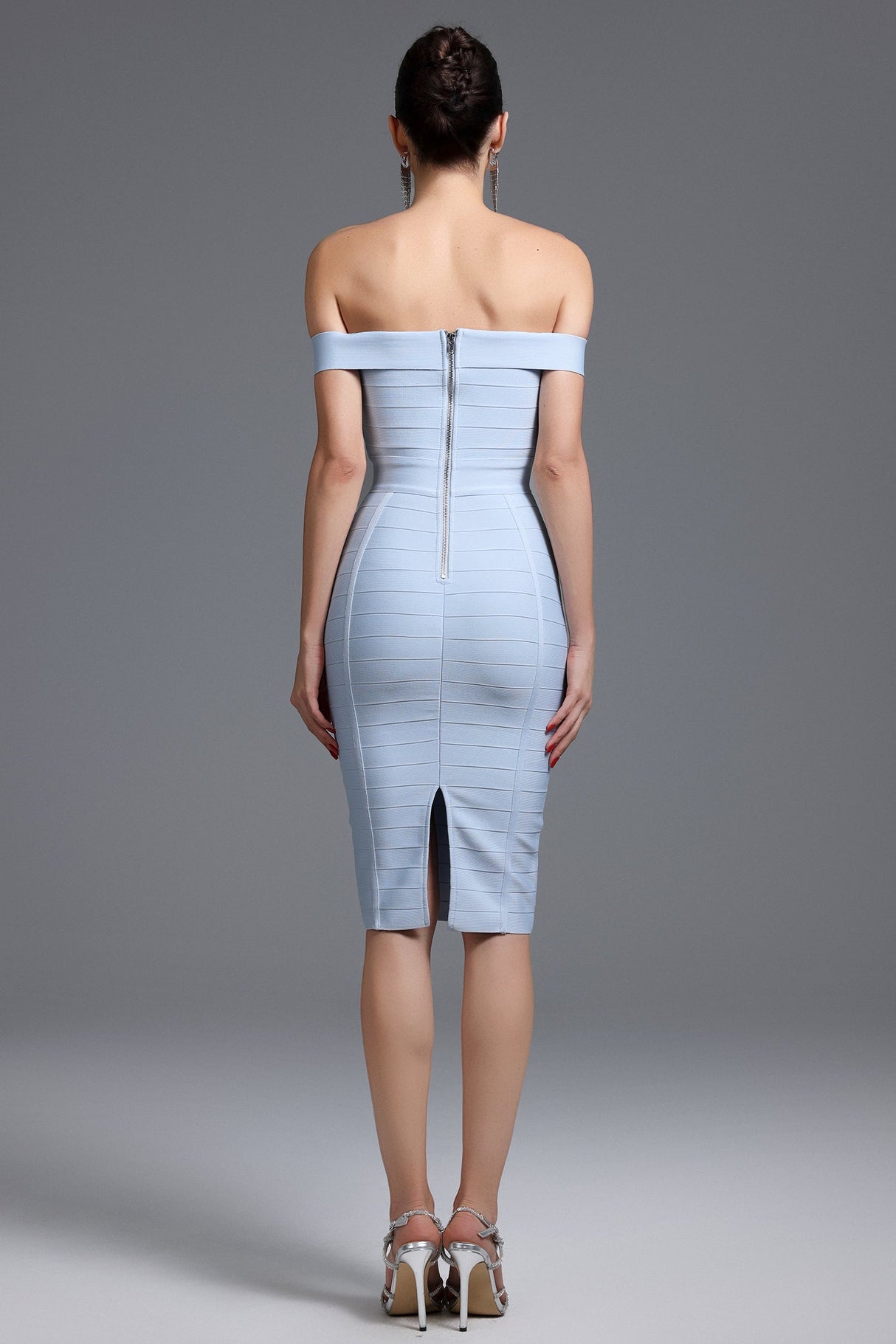 Stefania Blue Bandage Off-Shoulder Dress
