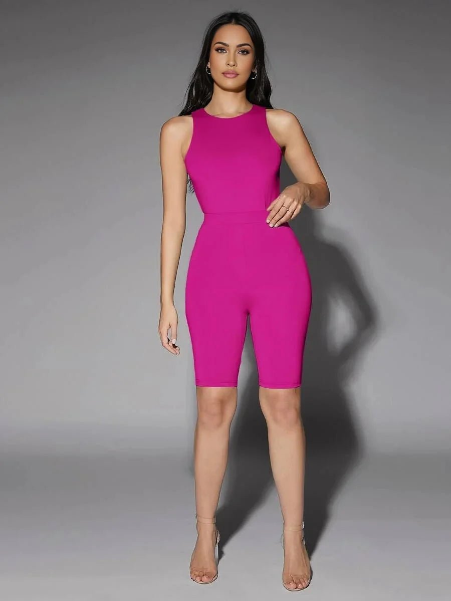 Stefania Bodysuit - High Stretch Fabric - Slim Fit - Casual Style - Sleeveless - Round Neck - Natural Waist Line (mid Waist) - Backless