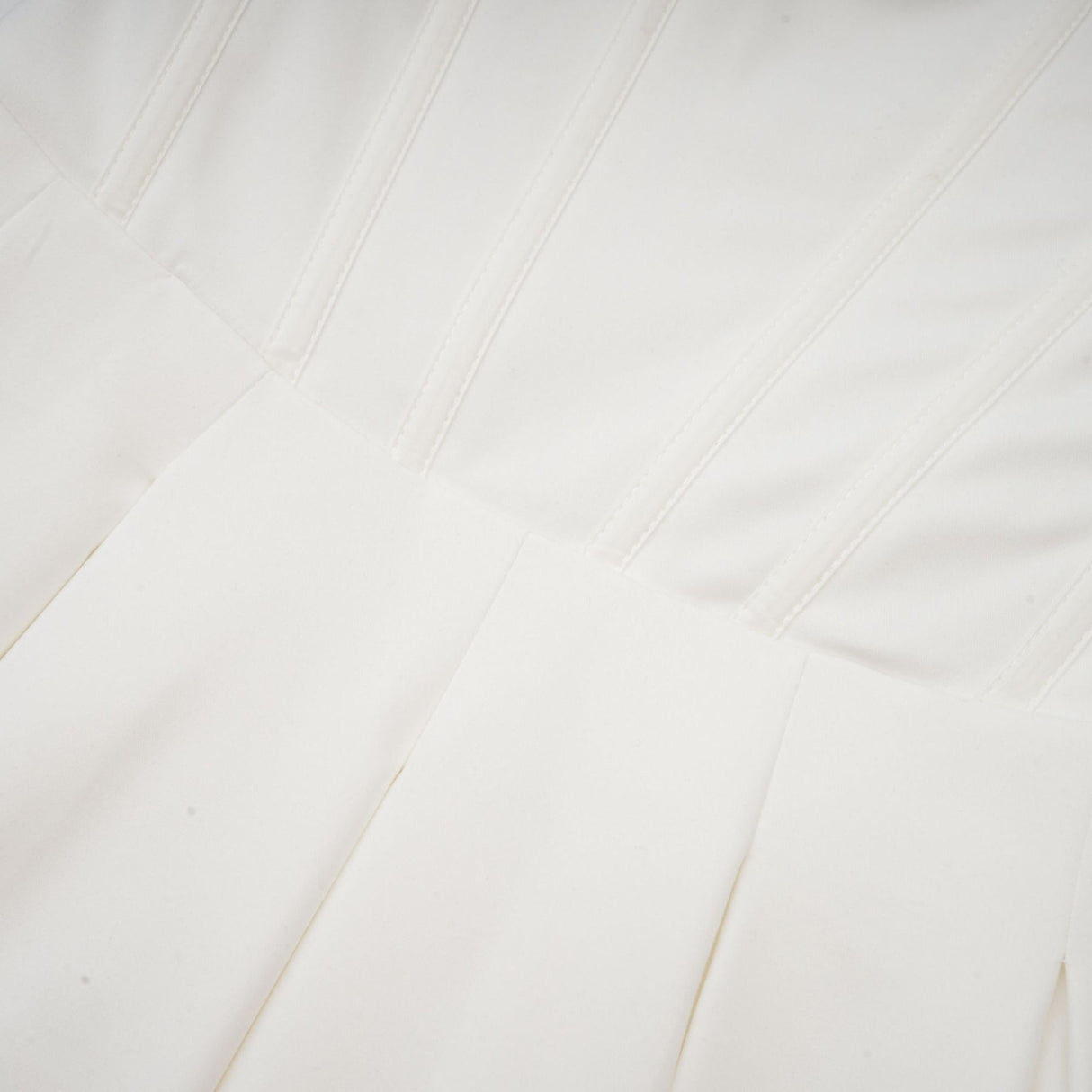 Stefania Midi Dress White Off Shoulder Corset Pleated Pockets