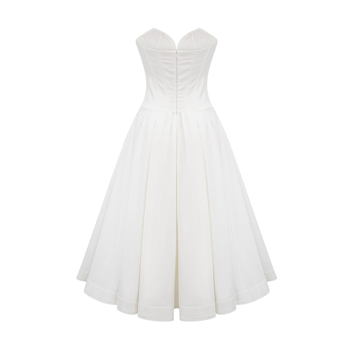 Stefania Midi Dress White Off Shoulder Corset Pleated Pockets