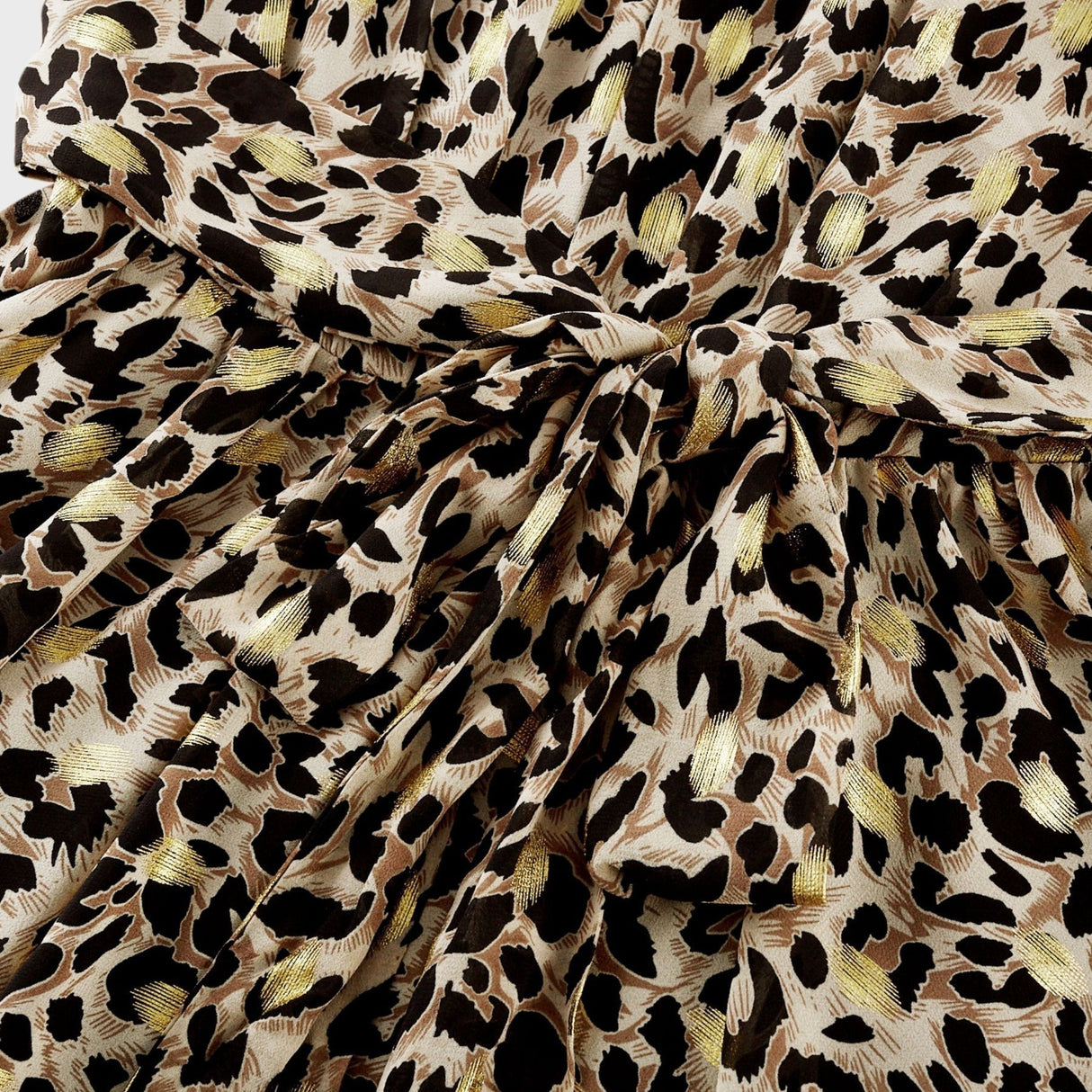 Sydney Midi Dress Yellow Leopard Print Cinched Waist