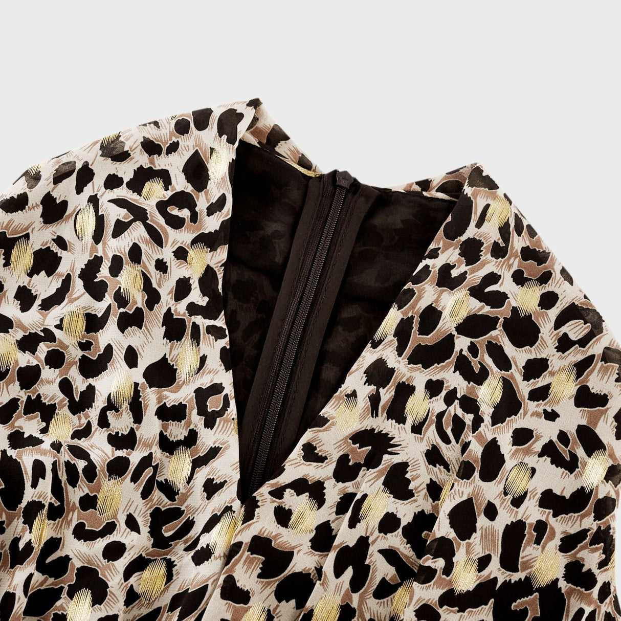 Sydney Midi Dress Yellow Leopard Print Cinched Waist