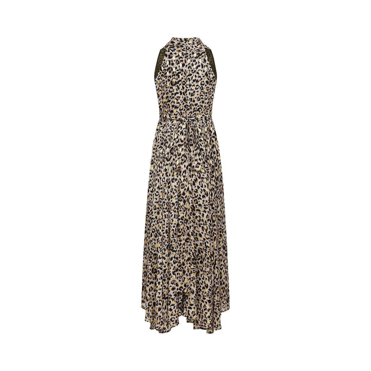 Sydney Midi Dress Yellow Leopard Print Cinched Waist